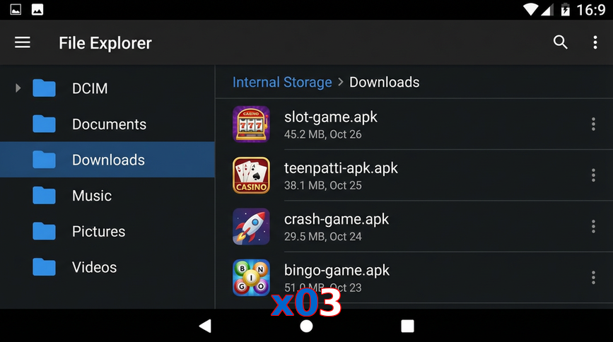 Main screen of X03 gameapk page for PK players